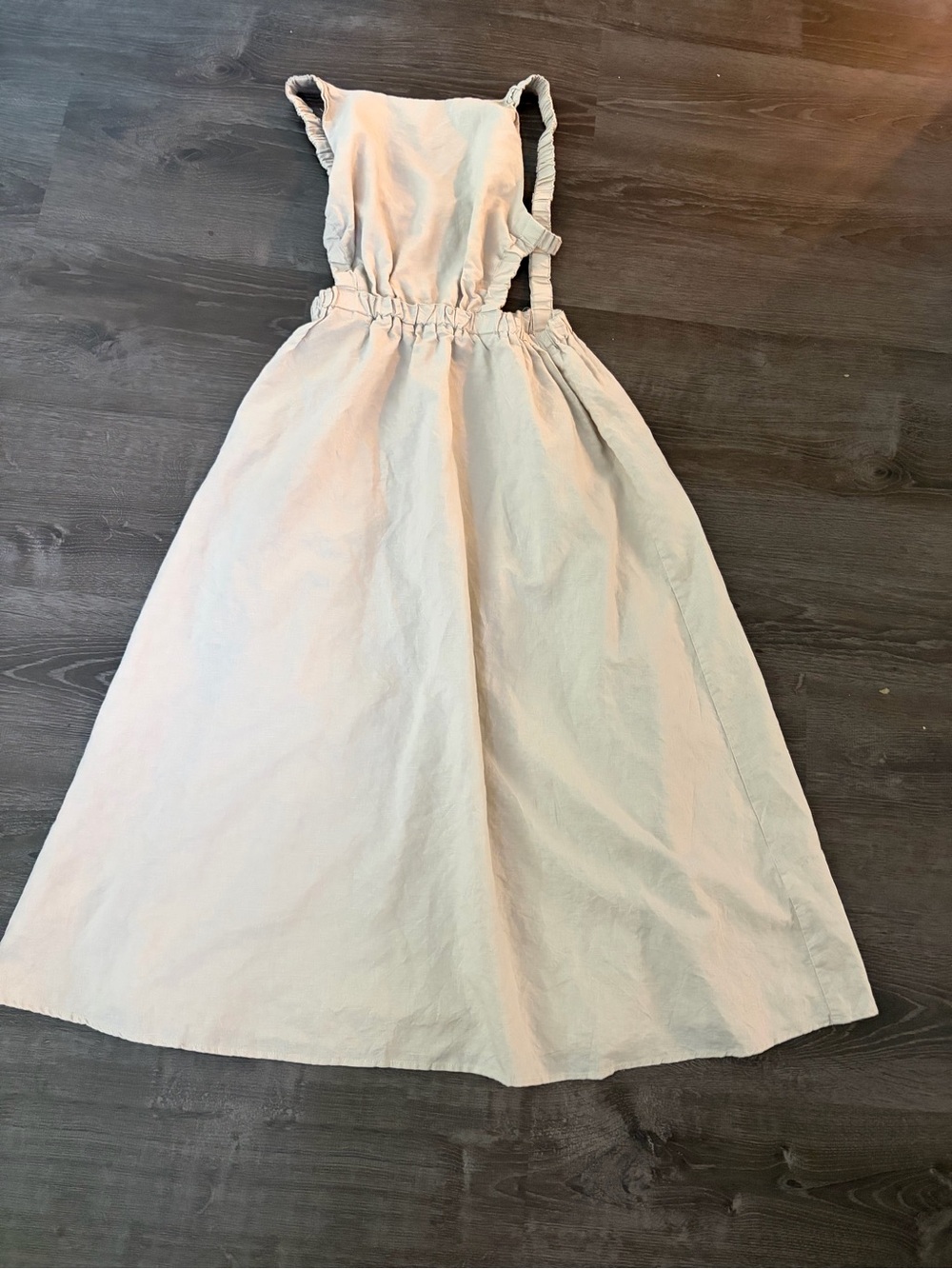 Petal & Pup Beige Linen-Blend Aubrey Cutout Pocket Midi Dress Size 8 boho - Picture 6 of 8